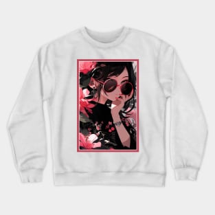 Aesthetic Anime Girl Pink Rosa Black | Quality Aesthetic Anime Design | Premium Chibi Manga Anime Art Crewneck Sweatshirt